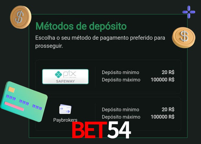 O cassino bet54 oferece uma grande variedade de métodos de pagamento